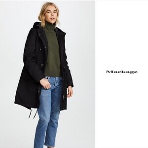 Mackage Black Hooded Trench Coat